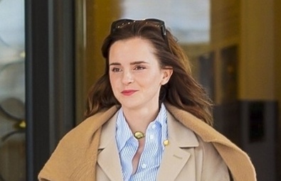 Emma Watson leaves her hotel for Milan Fashion Week