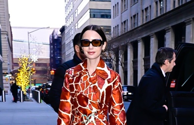 Lily Collins Steps Out in Style at "Good Morning America" in New York