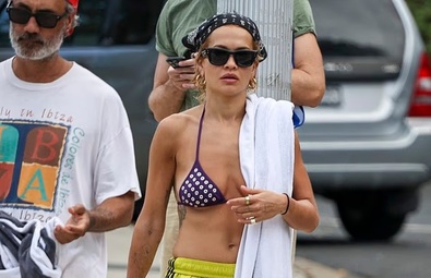 Rita Ora Rocks a Bikini Top During Sydney Beach Outing