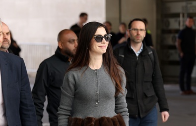 Anne Hathaway Makes a Stylish Entrance at BBC Radio 2 Studio in London